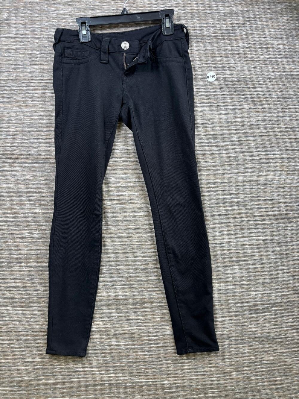 True Religion Skinny Ponte Legging Seat Womens 25 Black Low Rise Denim Stretch